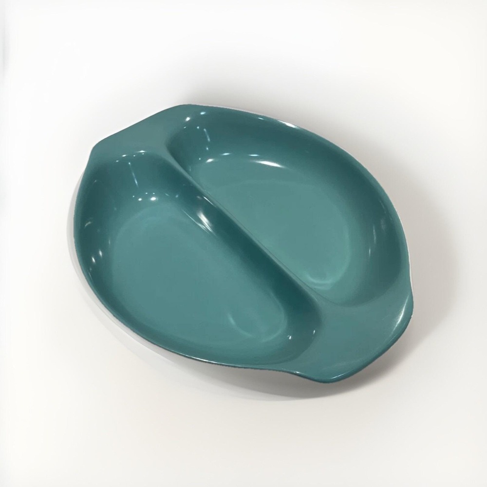 Russel Wright Melmac Aqua Blue Divided Vegetable Bowl Serving Dish MCM Vintage